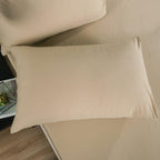 DaDa Bedding Luxury Soft Cotton Beige Fitted Bed Sheet & Pillow Cases Set (JHW-546-Fitted) DaDalogy Bedding Collection