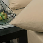 DaDa Bedding Luxury Soft Cotton Beige Fitted Bed Sheet & Pillow Cases Set (JHW-546-Fitted) DaDalogy Bedding Collection