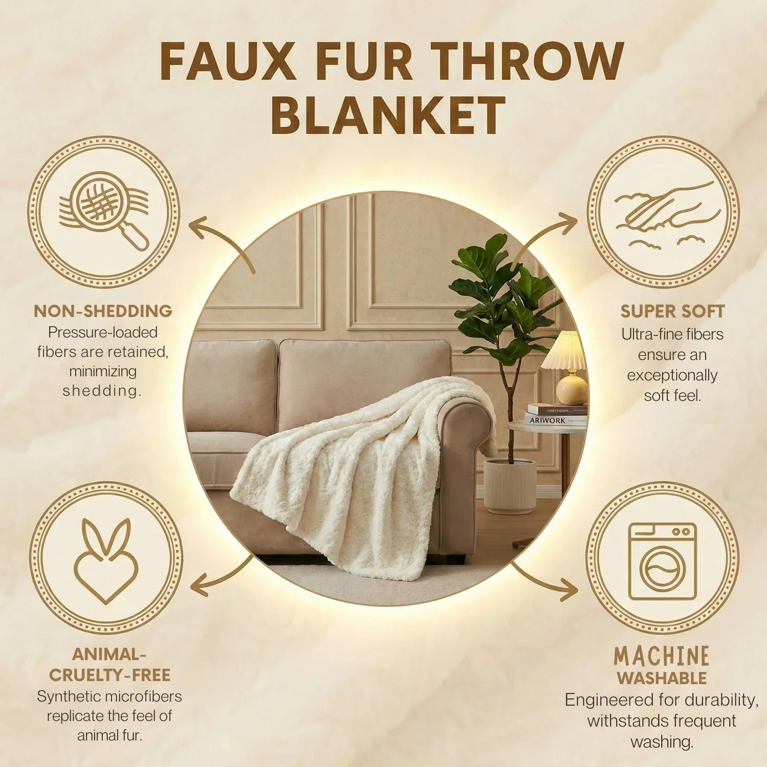 DaDa Bedding Luxury White Roses Fluffy Soft Sherpa Backside Faux Fur Throw Blanket (K11)