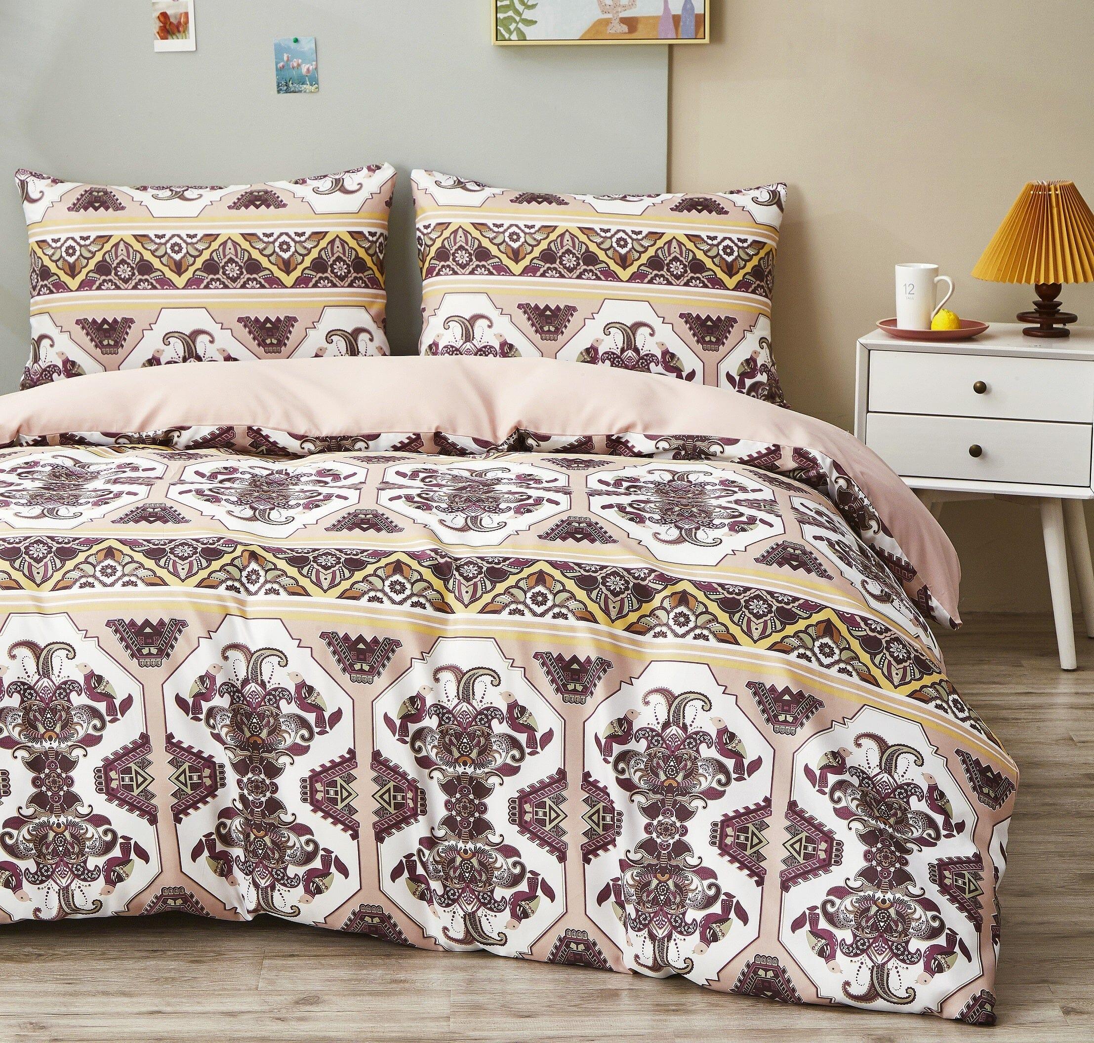 DaDa Bedding Majestic Oriental Kilim Duvet Cover - w/ Pillow Cases Royal Persian Traditional Design Intricate Ornate Ornament Print DaDalogy Bedding Collection