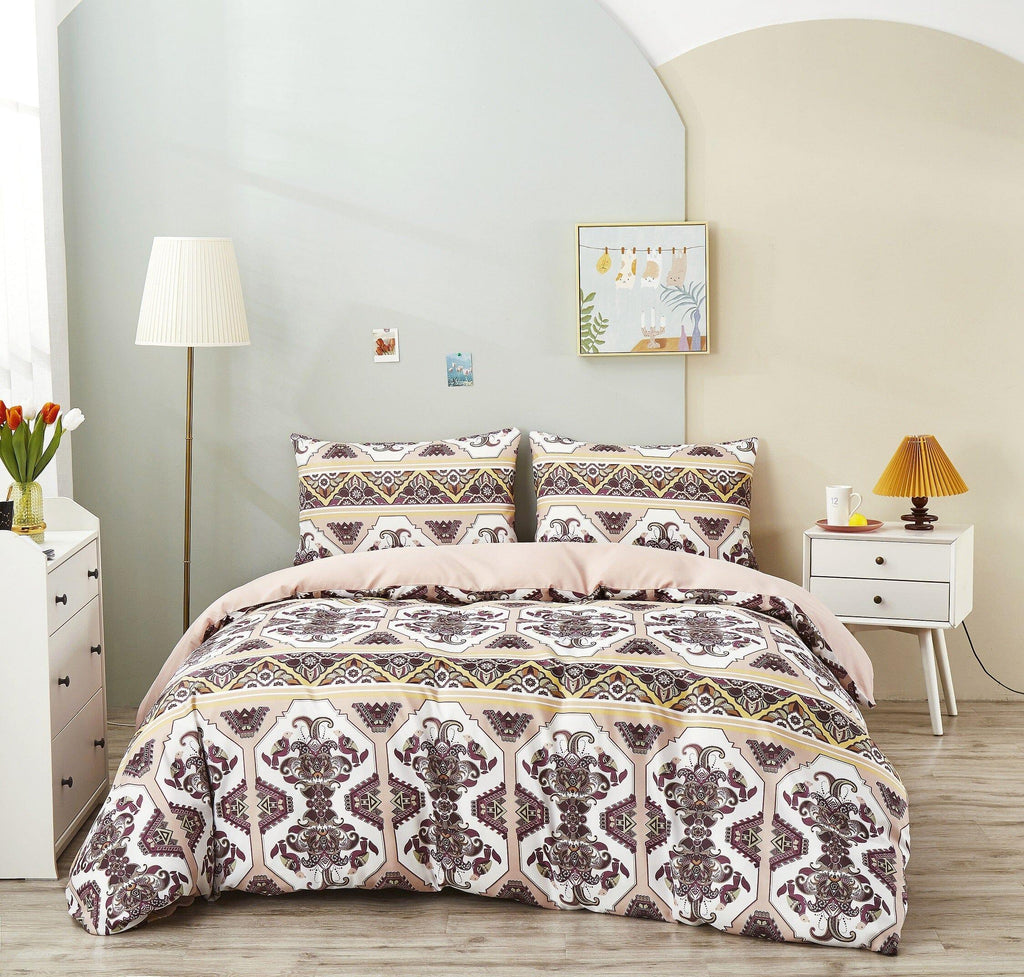 DaDa Bedding Majestic Oriental Kilim Duvet Cover - w/ Pillow Cases Royal Persian Traditional Design Intricate Ornate Ornament Print DaDalogy Bedding Collection