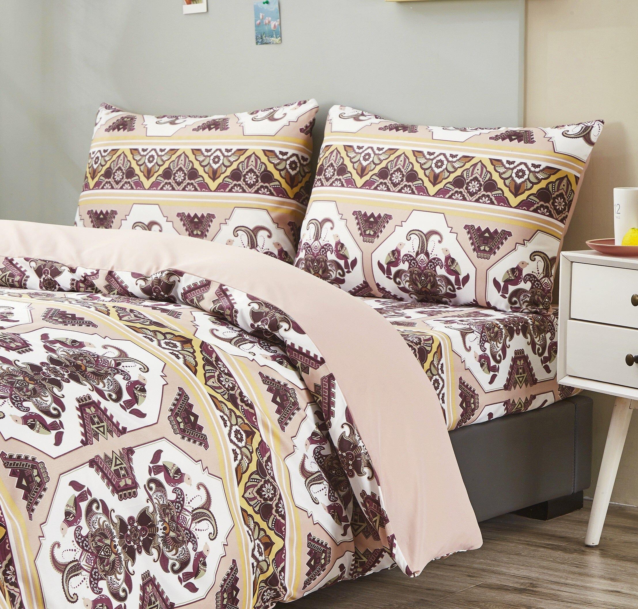 DaDa Bedding Majestic Oriental Kilim Duvet Cover - w/ Pillow Cases Royal Persian Traditional Design Intricate Ornate Ornament Print DaDalogy Bedding Collection