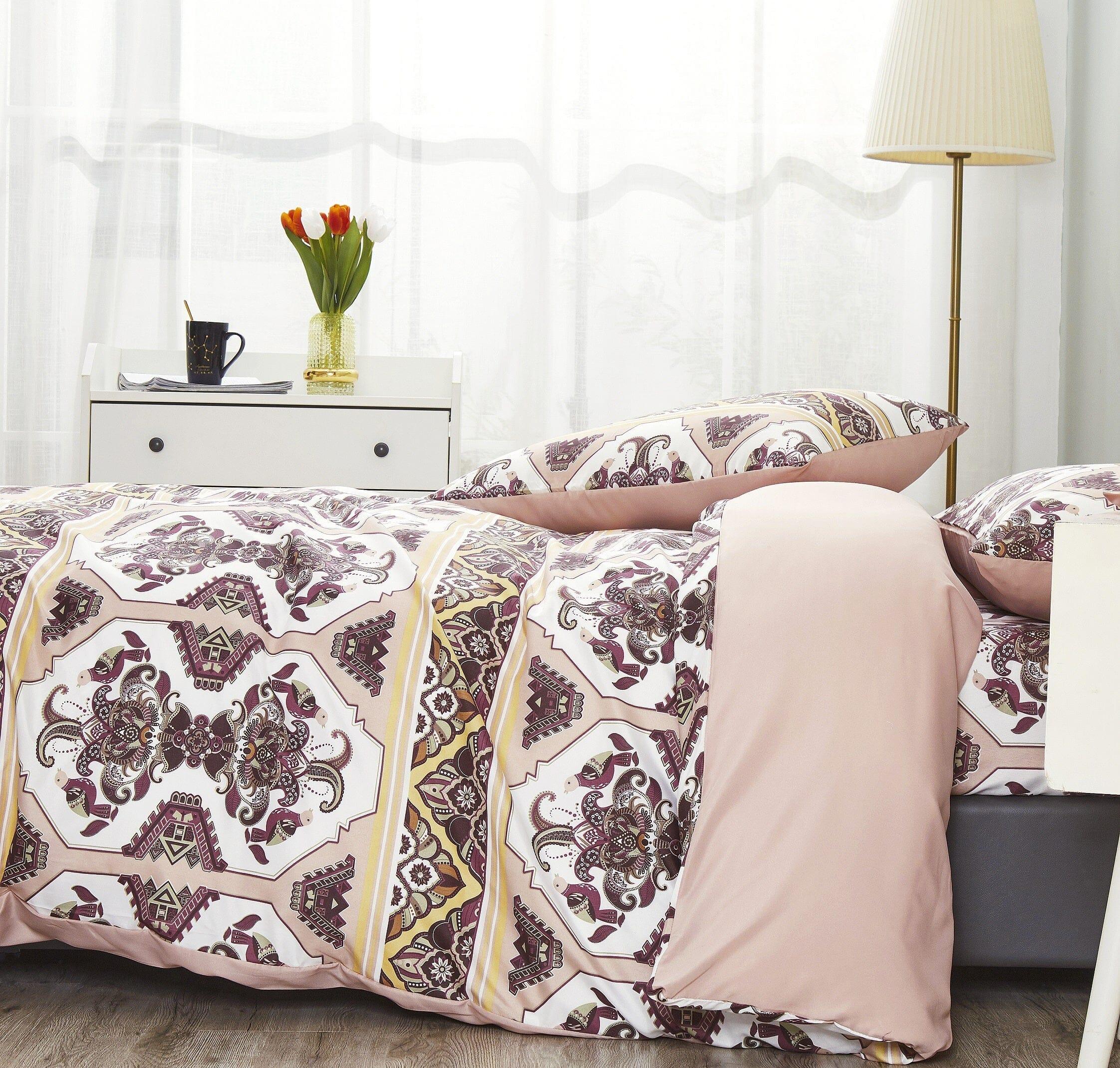 DaDa Bedding Majestic Oriental Kilim Duvet Cover - w/ Pillow Cases Royal Persian Traditional Design Intricate Ornate Ornament Print DaDalogy Bedding Collection