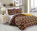 DaDa Bedding Marigold’s Floral Brown Yellow Botanical Garden Quilted Bedspread Set (HS-3330) DaDalogy Bedding Collection