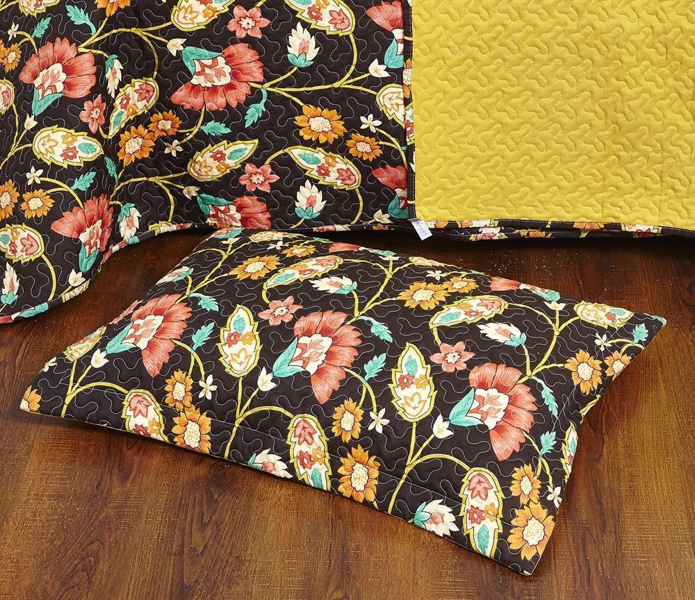 DaDa Bedding Marigold’s Floral Brown Yellow Botanical Garden Quilted Bedspread Set (HS-3330) DaDalogy Bedding Collection
