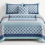 DaDa Bedding Mediterranean Blue Mint Green Patchwork Quilted Bedspread Set (JHW-884) DaDalogy Bedding Collection