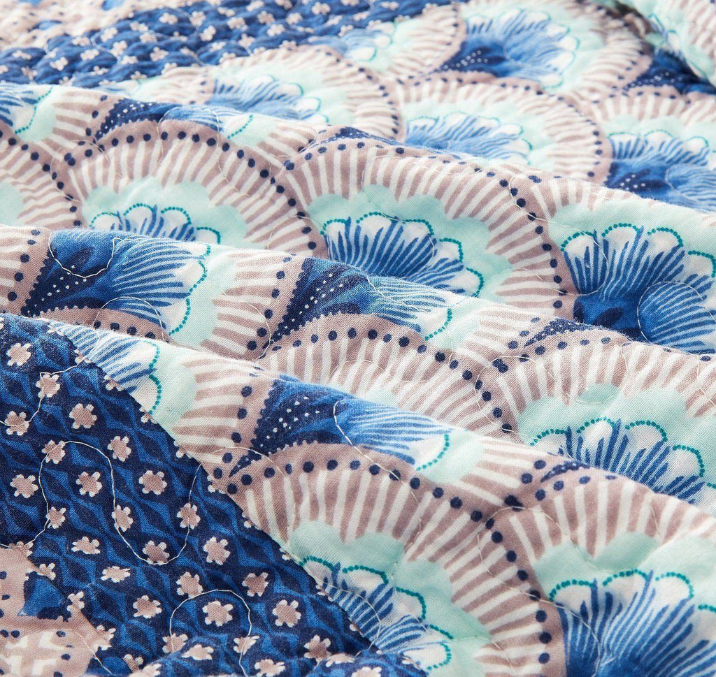 DaDa Bedding Mediterranean Blue Mint Green Patchwork Quilted Bedspread Set (JHW-884) DaDalogy Bedding Collection