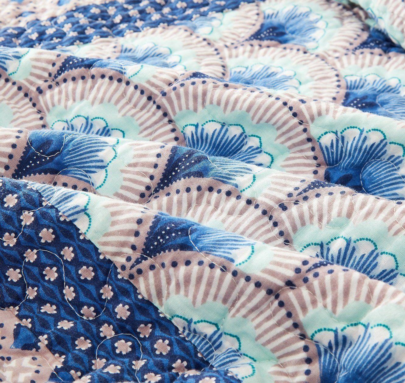 DaDa Bedding Mediterranean Blue Mint Green Patchwork Quilted Bedspread Set (JHW-884) DaDalogy Bedding Collection