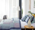 DaDa Bedding Mediterranean Blue Mint Green Patchwork Quilted Bedspread Set (JHW-884) DaDalogy Bedding Collection