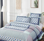 DaDa Bedding Mediterranean Blue Mint Green Patchwork Quilted Bedspread Set (JHW-884) DaDalogy Bedding Collection