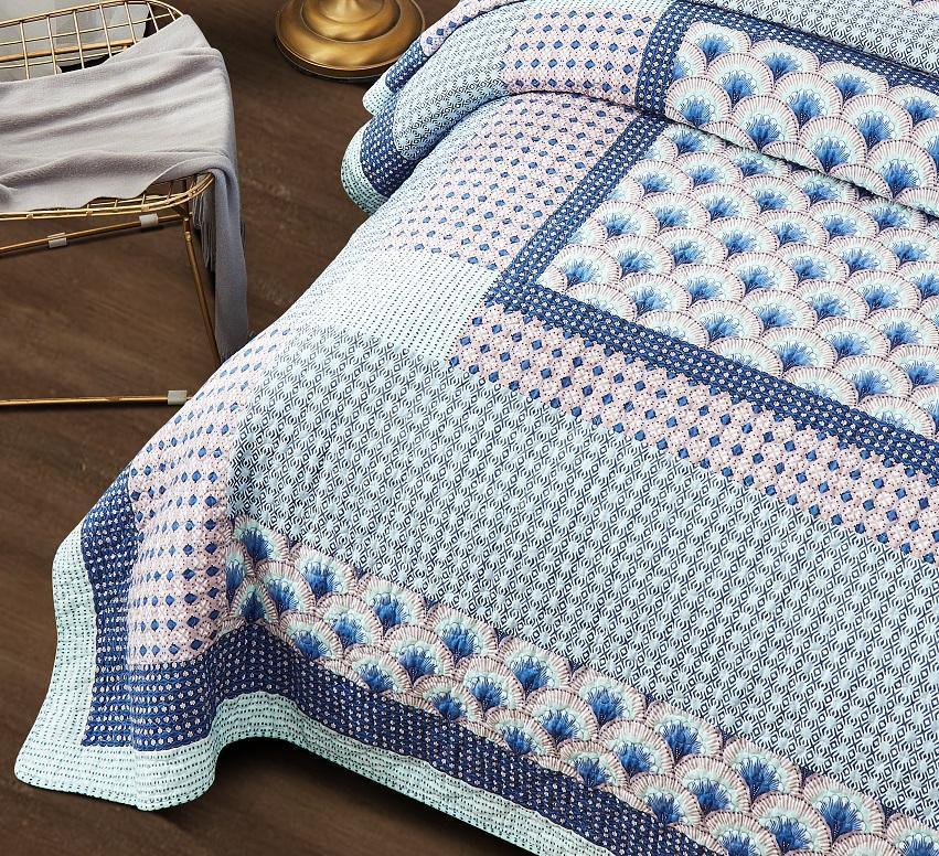 DaDa Bedding Mediterranean Blue Mint Green Patchwork Quilted Bedspread Set (JHW-884) DaDalogy Bedding Collection