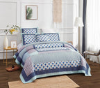 DaDa Bedding Mediterranean Blue Mint Green Patchwork Quilted Bedspread Set (JHW-884) DaDalogy Bedding Collection