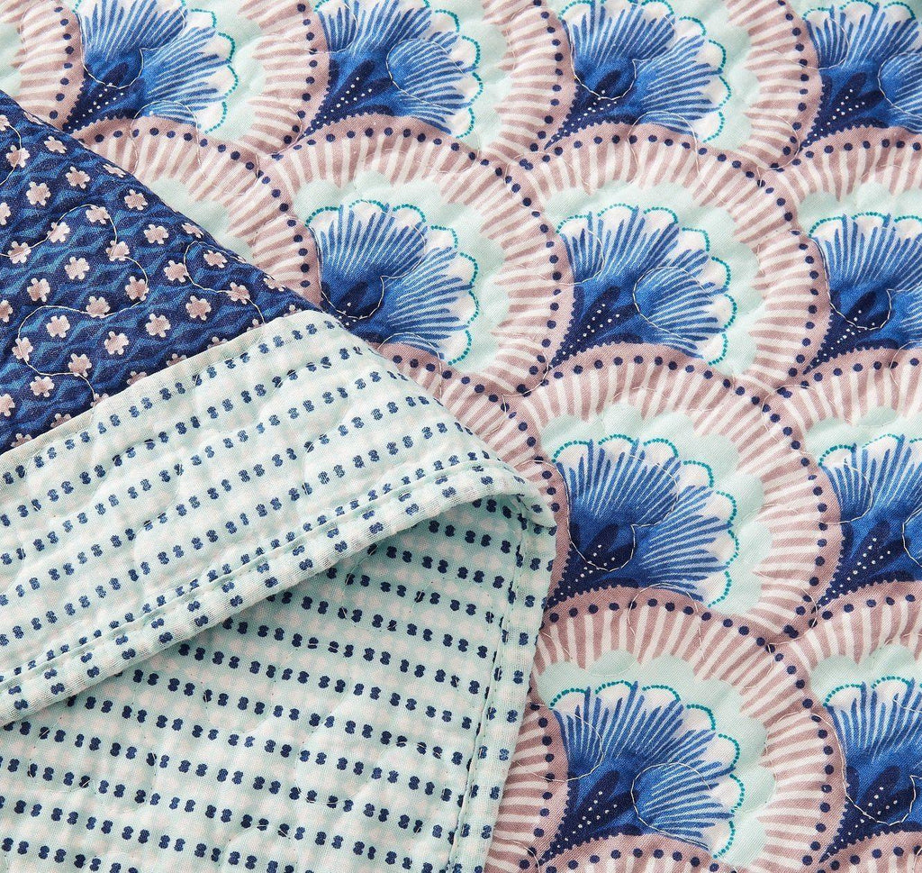 DaDa Bedding Mediterranean Blue Mint Green Patchwork Quilted Bedspread Set (JHW-884) DaDalogy Bedding Collection