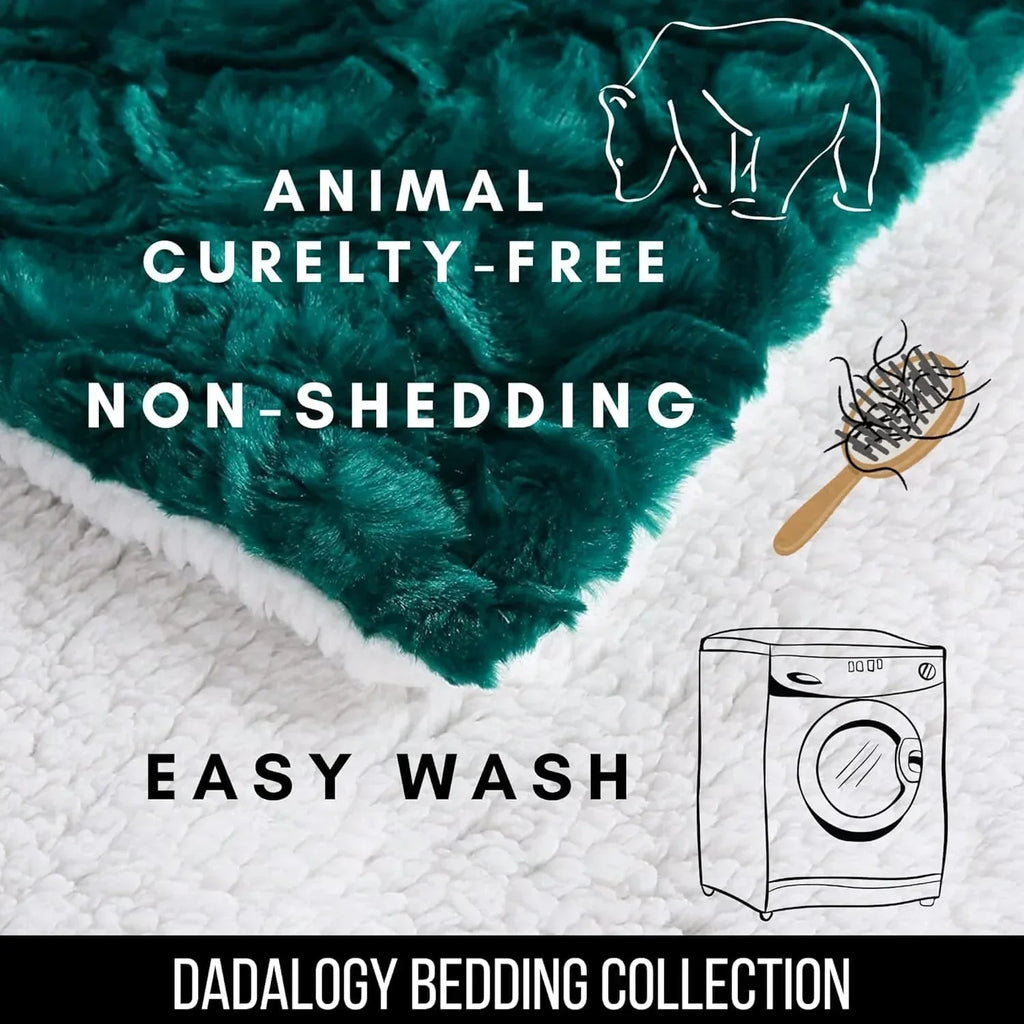 Dada Bedding Mermaid Scales Emerald Green Blue W/ Sherpa Backside Faux Fur Throw Blanket (bl-171805),... - House Of Avana