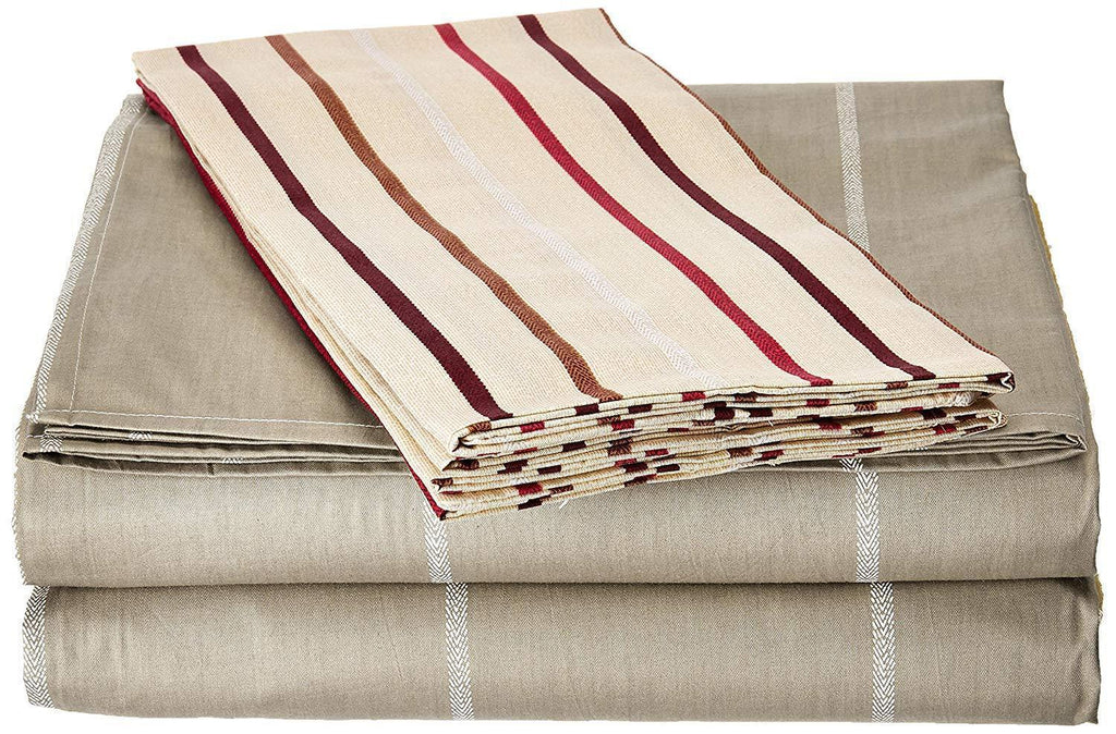 DaDa Bedding Multi White Grey Striped Fitted & Flat Sheets w/ Pillow Cases Set (FSFS8293) DaDalogy Bedding Collection