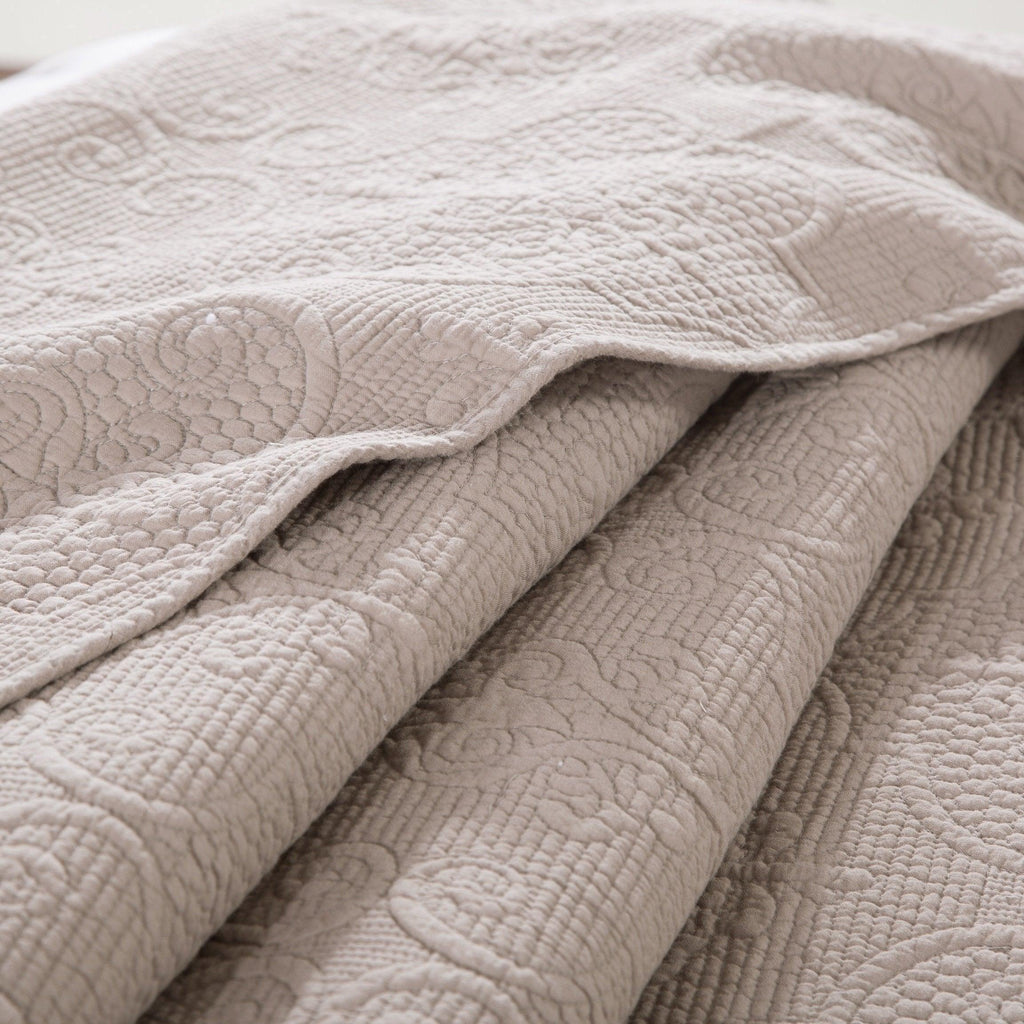 DaDa Bedding Neutral Taupe Beige Sandy Elegant Matelasse Cotton Quilted Bedspread Set (JHW-585) DaDalogy Bedding Collection