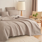 DaDa Bedding Neutral Taupe Beige Sandy Elegant Matelasse Cotton Quilted Bedspread Set (JHW-585) DaDalogy Bedding Collection