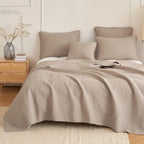 DaDa Bedding Neutral Taupe Beige Sandy Elegant Matelasse Cotton Quilted Bedspread Set (JHW-585) DaDalogy Bedding Collection