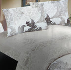 DaDa Bedding Paisley Grey Floral Leaves Fitted Sheet & Pillow Cases Set (FTS8197) DaDalogy Bedding Collection
