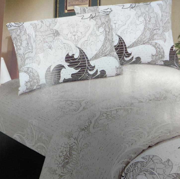 DaDa Bedding Paisley Grey Floral Leaves Fitted Sheet & Pillow Cases Set (FTS8197) DaDalogy Bedding Collection
