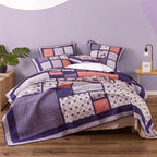 DaDa Bedding Peachy Pink Floral Blossoms Plum Purple Patchwork Quilted Bedspread Set - Designed in USA (JHW877) DaDalogy Bedding Collection