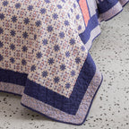 DaDa Bedding Peachy Pink Floral Blossoms Plum Purple Patchwork Quilted Bedspread Set - Designed in USA (JHW877) DaDalogy Bedding Collection