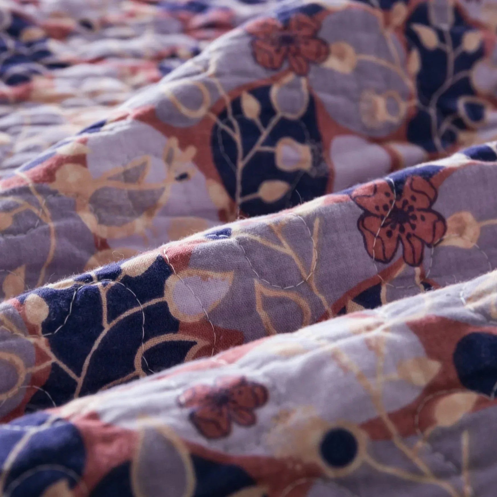 DaDa Bedding Peachy Pink Floral Blossoms Plum Purple Patchwork Quilted Bedspread Set - Designed in USA (JHW877) DaDalogy Bedding Collection