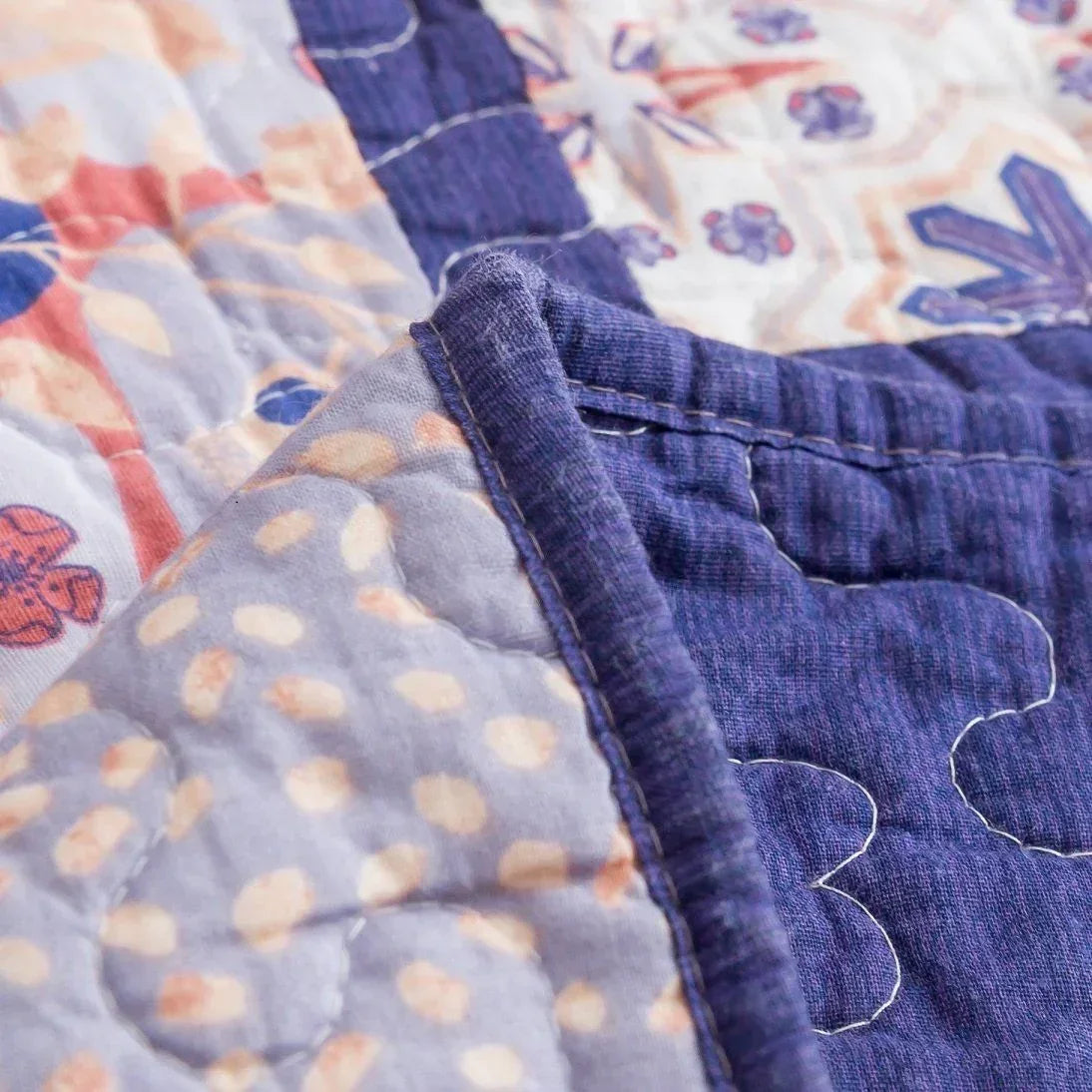 DaDa Bedding Peachy Pink Floral Blossoms Plum Purple Patchwork Quilted Bedspread Set - Designed in USA (JHW877) DaDalogy Bedding Collection