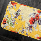 DaDa Bedding Radiant Sunshine Yellow Floral Dining Table Placemats - Set of 4-Pieces Quilted Hummingbirds Farmhouse Red Flowers - 13 x 19 DaDalogy Bedding Collection