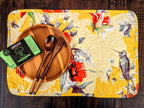 DaDa Bedding Radiant Sunshine Yellow Floral Dining Table Placemats - Set of 4-Pieces Quilted Hummingbirds Farmhouse Red Flowers - 13 x 19 DaDalogy Bedding Collection