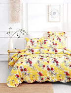 DaDa Bedding Radiant Sunshine Yellow Hummingbirds Floral Scalloped Bedspread Set (JHW-925) DaDalogy Bedding Collection