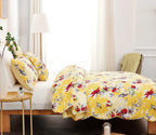 DaDa Bedding Radiant Sunshine Yellow Hummingbirds Floral Scalloped Bedspread Set (JHW-925) DaDalogy Bedding Collection