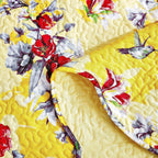 DaDa Bedding Radiant Sunshine Yellow Hummingbirds Floral Scalloped Bedspread Set (JHW-925) DaDalogy Bedding Collection