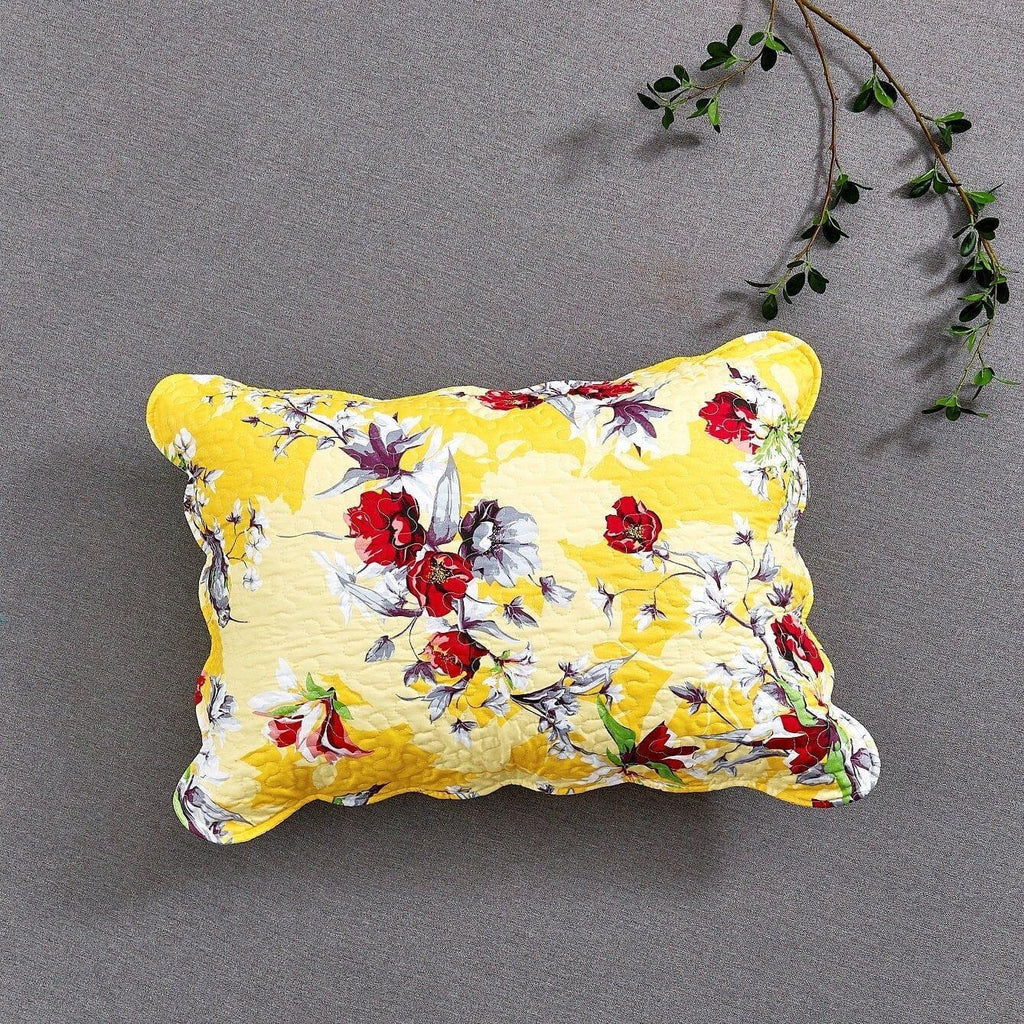 DaDa Bedding Radiant Sunshine Yellow Hummingbirds Floral Scalloped Bedspread Set (JHW-925) DaDalogy Bedding Collection