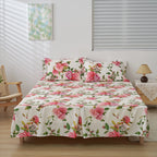 DaDa Bedding Romantic Roses Floral Bed Skirt - Matching Pink & White Ruffled Dust Ruffle for Quilted Coverlet Set - Lightweight & Breathable Polyester Bedskirt DaDalogy Bedding Collection
