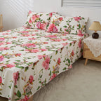 DaDa Bedding Romantic Roses Floral Bed Skirt - Matching Pink & White Ruffled Dust Ruffle for Quilted Coverlet Set - Lightweight & Breathable Polyester Bedskirt DaDalogy Bedding Collection