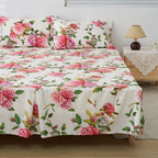 DaDa Bedding Romantic Roses Floral Bed Skirt - Matching Pink & White Ruffled Dust Ruffle for Quilted Coverlet Set - Lightweight & Breathable Polyester Bedskirt DaDalogy Bedding Collection