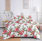 DaDa Bedding Romantic Roses Lovely Spring Pink Floral Duvet Cover Set w/ Pillow Cases (JHW-879) DaDalogy Bedding Collection