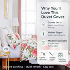 DaDa Bedding Romantic Roses Lovely Spring Pink Floral Duvet Cover Set w/ Pillow Cases (JHW-879) DaDalogy Bedding Collection