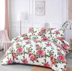 DaDa Bedding Romantic Roses Lovely Spring Pink Floral Duvet Cover Set w/ Pillow Cases (JHW-879) DaDalogy Bedding Collection