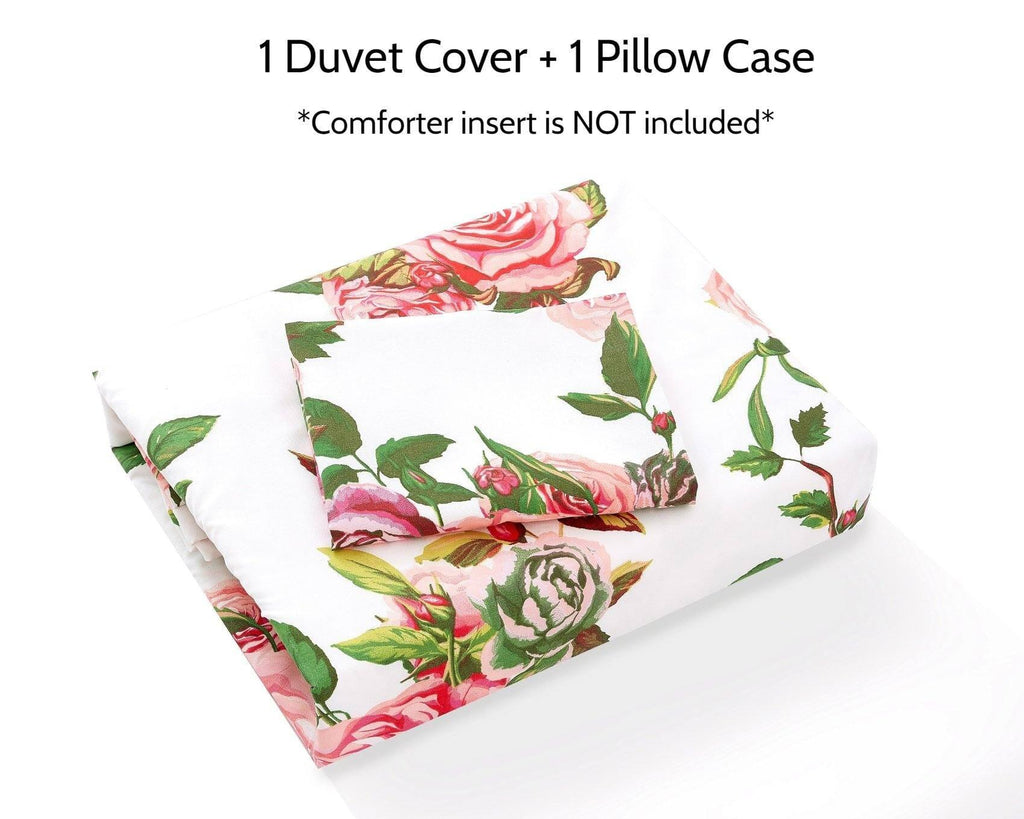 DaDa Bedding Romantic Roses Lovely Spring Pink Floral Duvet Cover Set w/ Pillow Cases (JHW-879) DaDalogy Bedding Collection