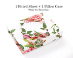 DaDa Bedding Romantic Roses Lovely Spring Pink Floral Fitted Bed Sheet w/ Pillow Cases (JHW879-Fitted) DaDalogy Bedding Collection