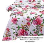 DaDa Bedding Romantic Roses Lovely Spring Pink Floral Garden Fitted & Flat Bed Sheet Set w/ Pillow Cases (JHW879) DaDalogy Bedding Collection