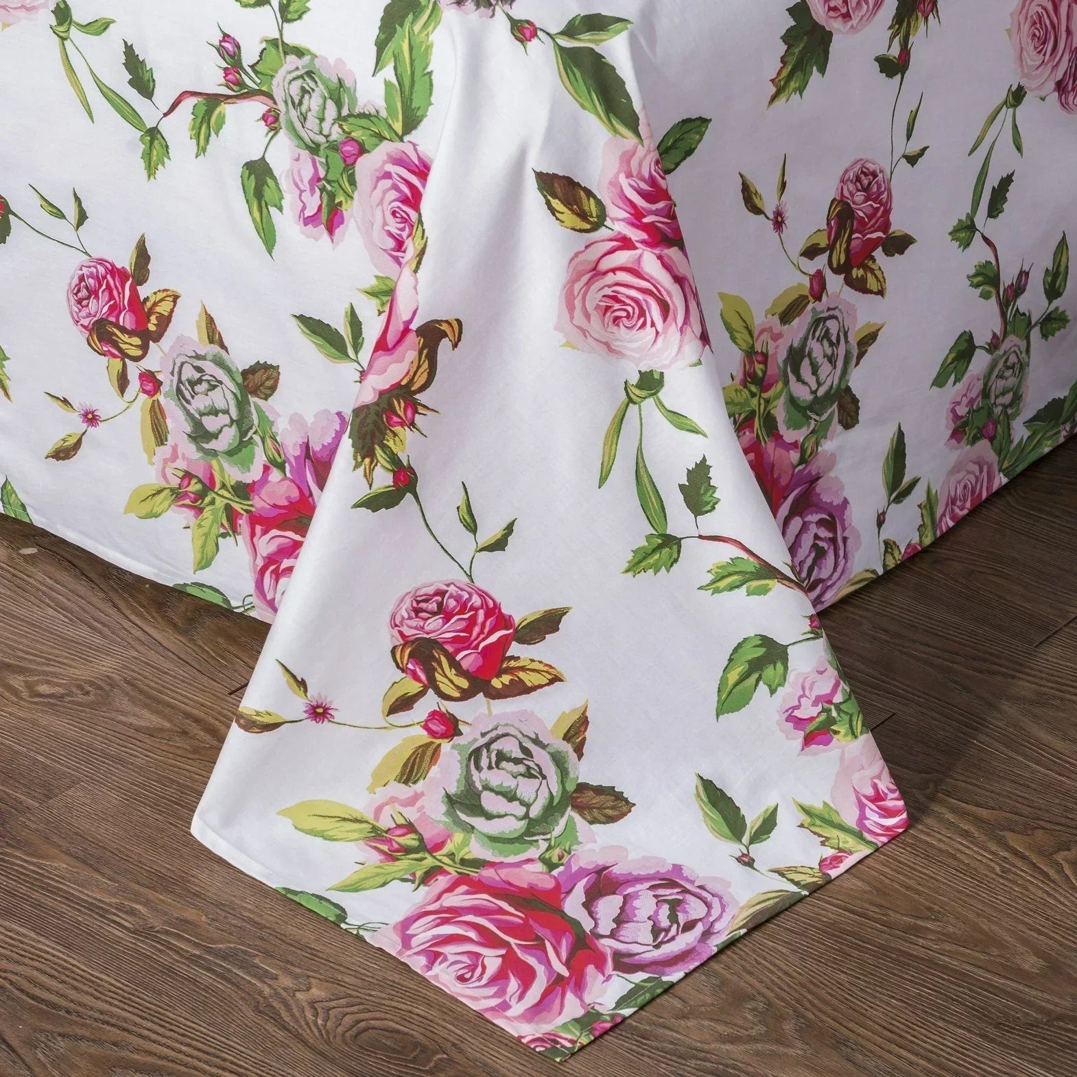 DaDa Bedding Romantic Roses Lovely Spring Pink Floral Garden Fitted & Flat Bed Sheet Set w/ Pillow Cases (JHW879) DaDalogy Bedding Collection