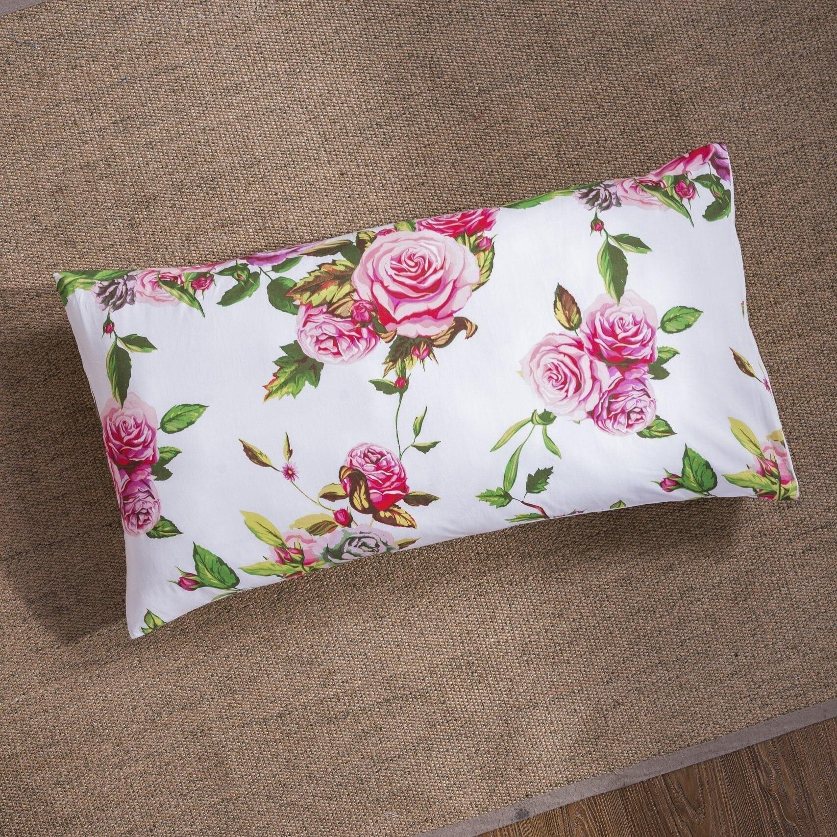 DaDa Bedding Romantic Roses Lovely Spring Pink Floral Garden Fitted & Flat Bed Sheet Set w/ Pillow Cases (JHW879) DaDalogy Bedding Collection