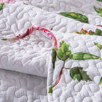 DaDa Bedding Romantic Roses Lovely Spring Pink Floral Quilted Scalloped Bedspread Set (JHW879) DaDalogy Bedding Collection