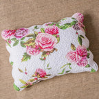 DaDa Bedding Romantic Roses Lovely Spring Pink Floral Quilted Scalloped Bedspread Set (JHW879) DaDalogy Bedding Collection
