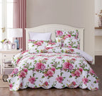 DaDa Bedding Romantic Roses Lovely Spring Pink Floral Quilted Scalloped Bedspread Set (JHW879) DaDalogy Bedding Collection