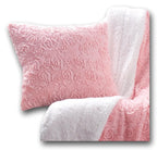 DaDa Bedding Rosey Pastel Blossom Pink Faux Fur Euro Throw Pillow Cover (171752) DaDalogy Bedding Collection