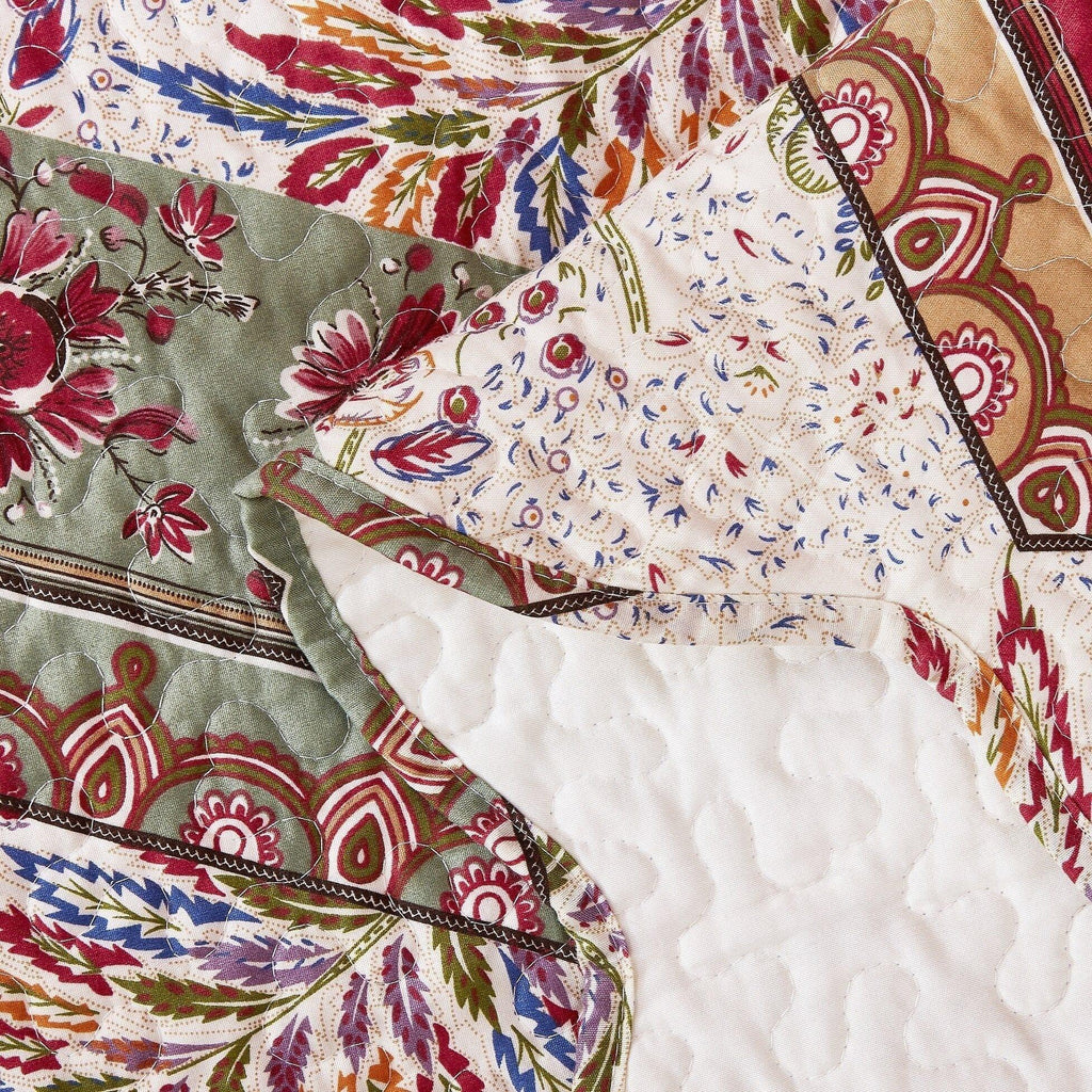 DaDa Bedding Rustic Bohemian Cranberry Sage Chevron Floral Bedspread Set (JHW-924) DaDalogy Bedding Collection